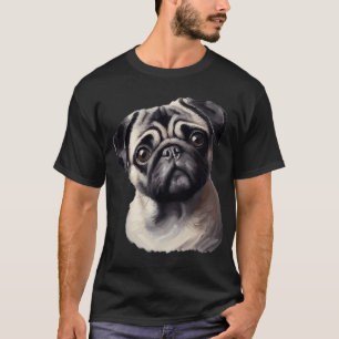 Pug in Ai art done in classic palette knife oil pa T-Shirt
