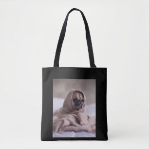Pug In Blanket Cute Pug Dog Lover Gift Tote Bag