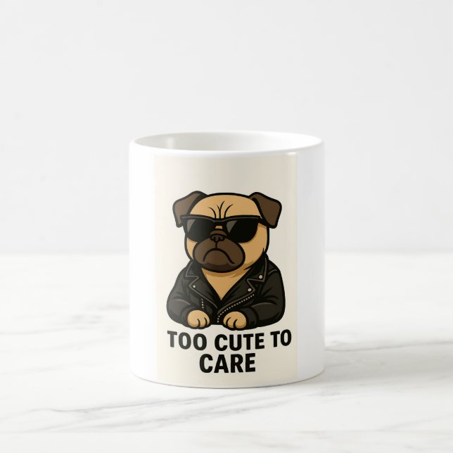 pug in bomber jacket funny dog mug design (Center)