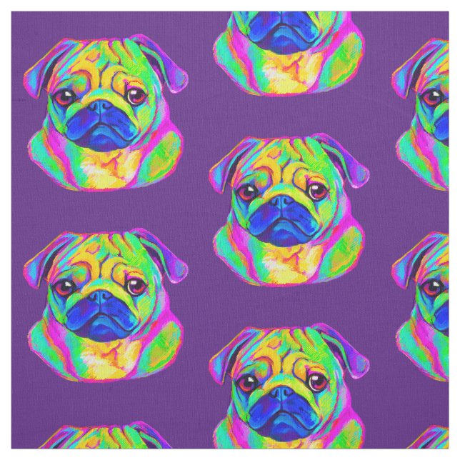 Pug in Colours Fabric (Swatch)