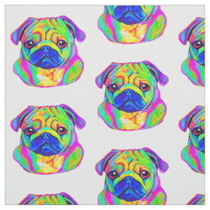 Pug in Colours Fabric