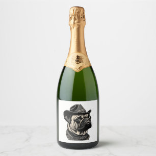 Pug in cowboy hat Classic T-Shirt Sparkling Wine Label
