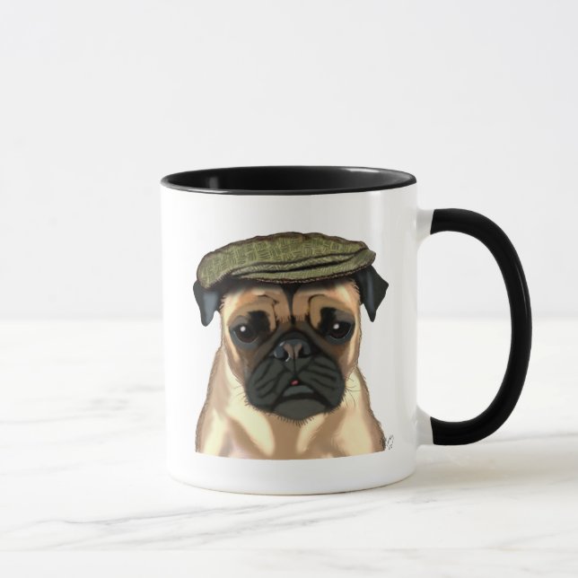 Pug in Flat Cap Mug (Right)