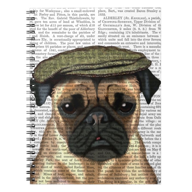 Pug in Flat Cap Notebook (Front)