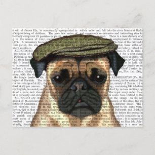Pug in Flat Cap Postcard