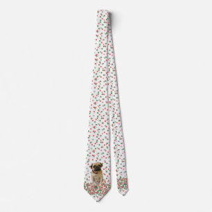 Pug in Hand Painted Christmas Confetti Tie