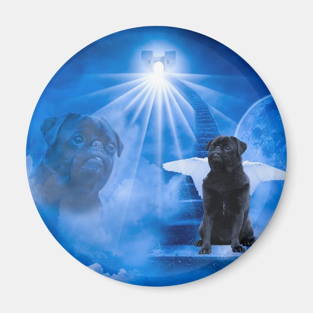 Pug in Heaven as Angel Sympathy Magnet (Front)