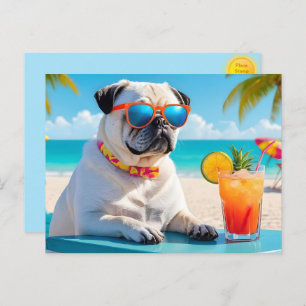 Pug in Paradise Postcard
