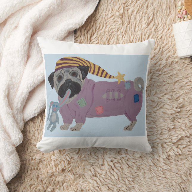 Pug in PJs  Cushion (Blanket)