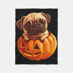 Pug In Pumpkin Halloween Pugkin Cute Pug Halloween Fleece Blanket