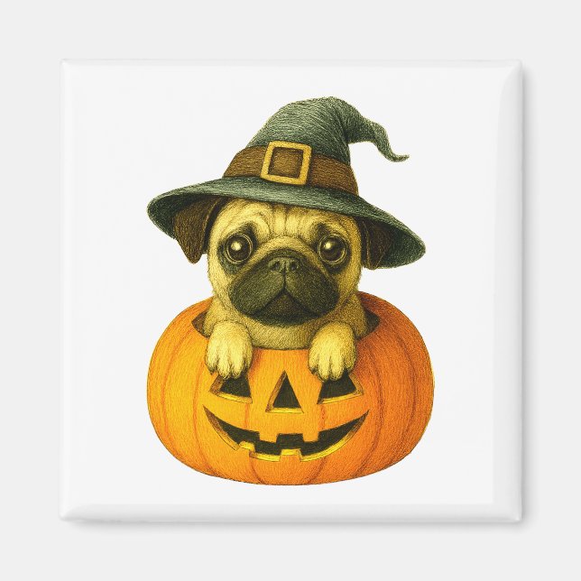 Pug in Pumpkin Magnet (Front)