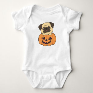 Pug In Pumpkin Sweet Dogs Happy Halloween Baby Bod Bodysuit