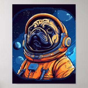 Pug in space poster