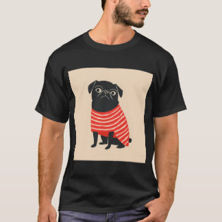 Pug in Stripes Stuns Town T-Shirt