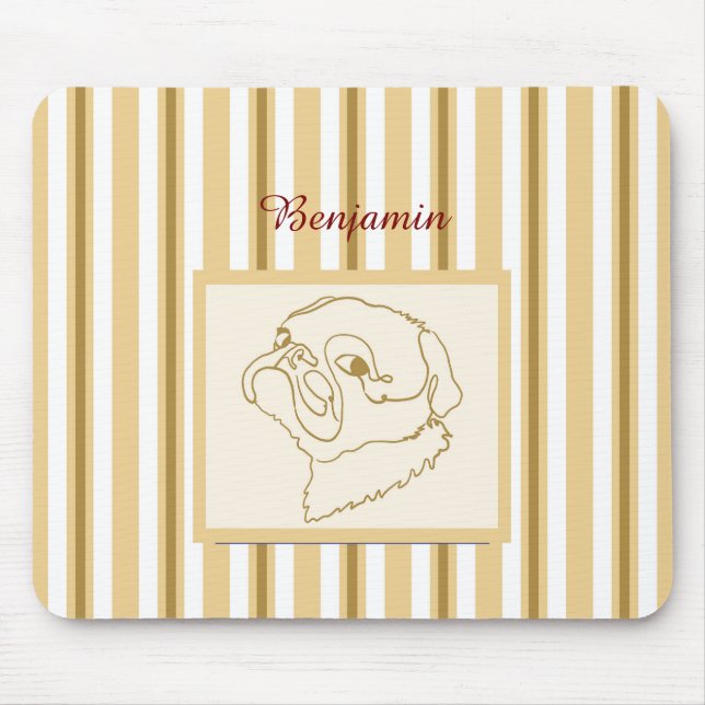 Pug in Style: Your Custom Message Here! Mouse Mat (Front)