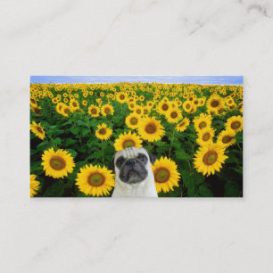 Pug in Sunflowers business cards