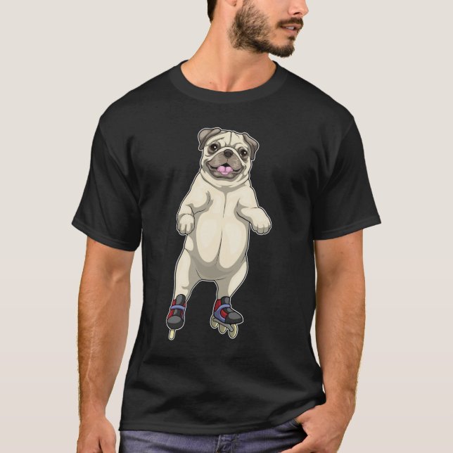 Pug Inline skating Roller skates T-Shirt (Front)