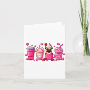 Pug Inside Cup Coffees Lover Valentines Day Heart Card