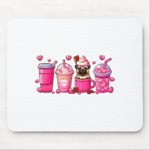 Pug Inside Cup Coffees Lover Valentines Day Heart  Mouse Mat
