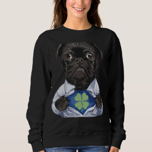 Pug Irish Clover St Patrick Day Dog Lover Sweatshirt
