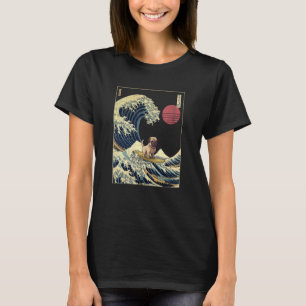 Pug Japanese Kanagawa Wave  Surf Dog T-Shirt