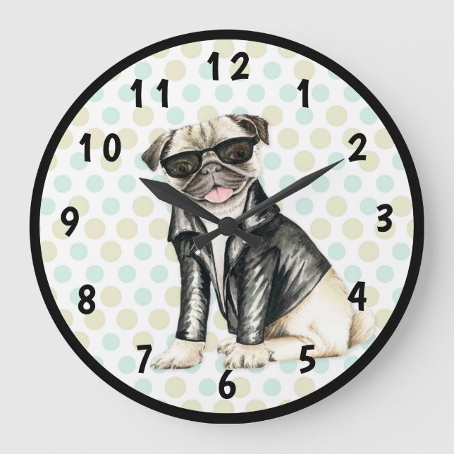 Pug Large Clock (Front)