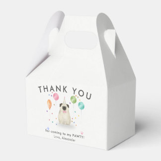 Pug Lets Pawty Puppy Dog Birthday Thank You Favour Box