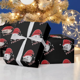 Pug Life Animal Santa Christmas Wrapping Paper