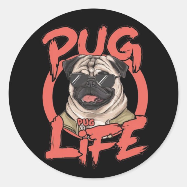 Pug Life Classic Round Sticker (Front)