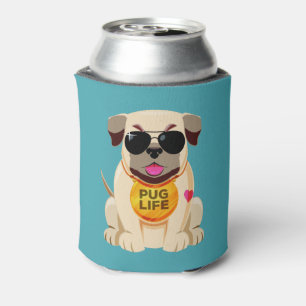 Pug Life custom name & colour can cooler