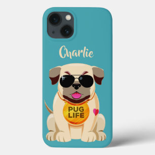 Pug Life custom name & colour phone cases
