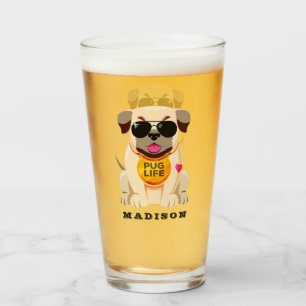 Pug Life custom name pint glass