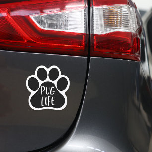 Pug Life   Cute Dog Lover Pawprint Car Magnet