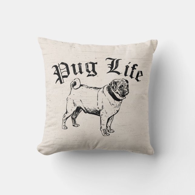 Pug Life Funny Dog Gangster Cushion (Front)
