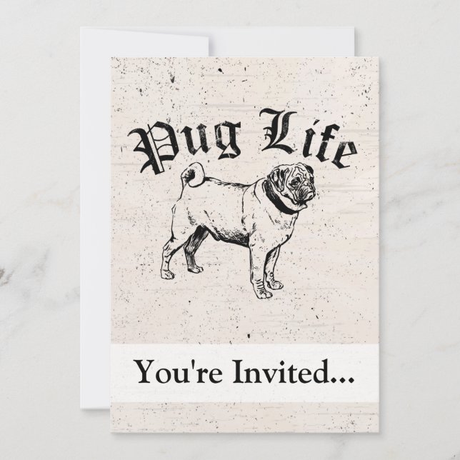 Pug Life Funny Dog Gangster Invitation (Front)