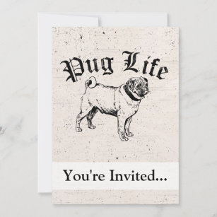 Pug Life Funny Dog Gangster Invitation