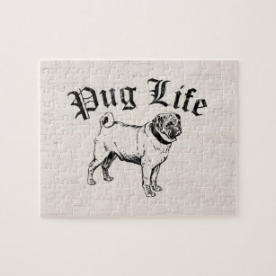 Pug Life Funny Dog Gangster Jigsaw Puzzle