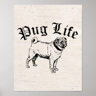 Pug Life Funny Dog Gangster Poster