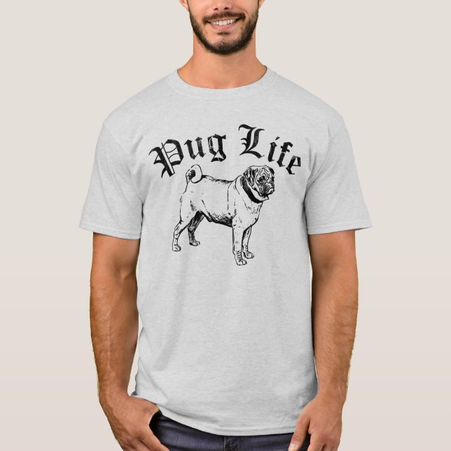 Pug Life Funny Dog Gangster T-Shirt (Front)