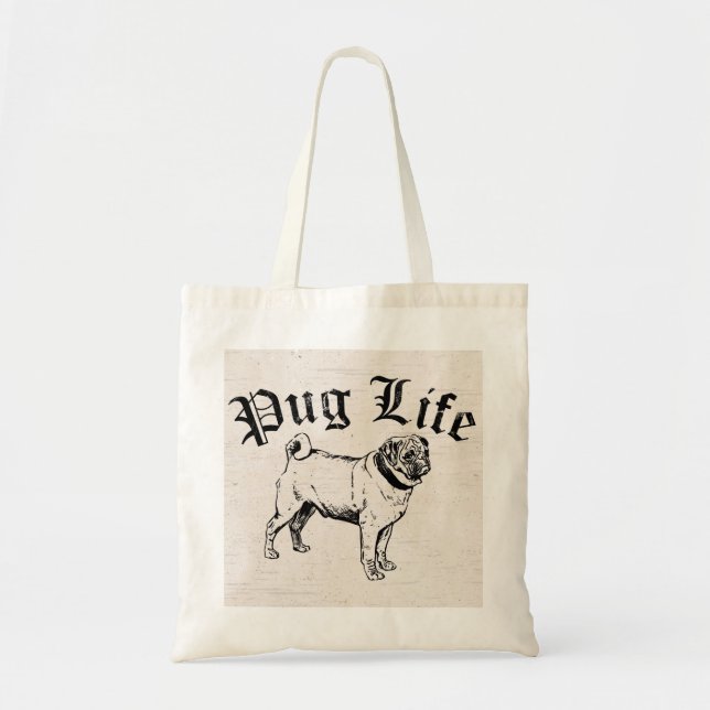 Pug Life Funny Dog Gangster Tote Bag (Front)