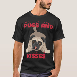 Pug Life Pugs and kisses Lips and puppy red heart  T-Shirt