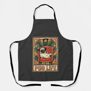 Pug Life Retro Folk Art Dog Apron