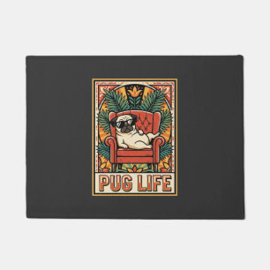 Pug Life Retro Folk Art Dog Doormat