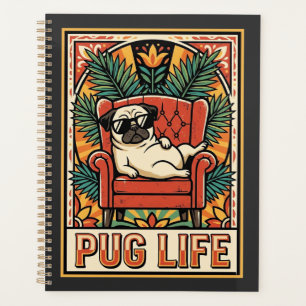 Pug Life Retro Folk Art Dog Planner