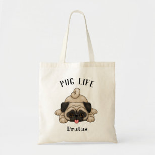 "Pug Life" with Pet's Name Tote Bag