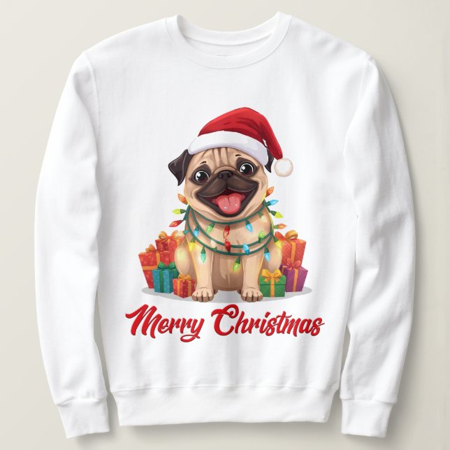 Pug Lights & Christmas Delights Sweatshirt (Design Front)