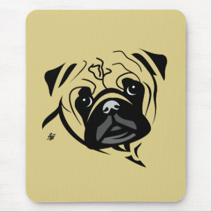 Pug Line Portrait Mouse Mat