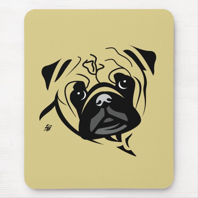 Pug Line Portrait Mouse Mat (Front)