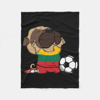 Pug Lithuania Soccer Fans Jersey Lithuanian Footll Fleece Blanket