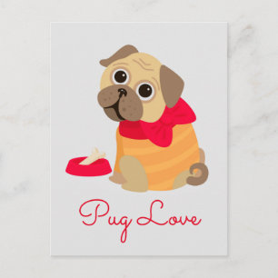 Pug Love adorable pug puppy dog Postcard
